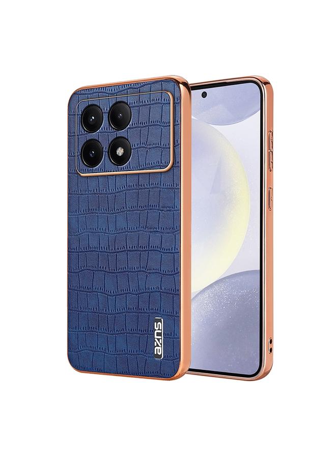 The Bros Case For Xiaomi Poco F6 Pro Electroplated Frame Crocodile Texture Full Coverage Phone Case