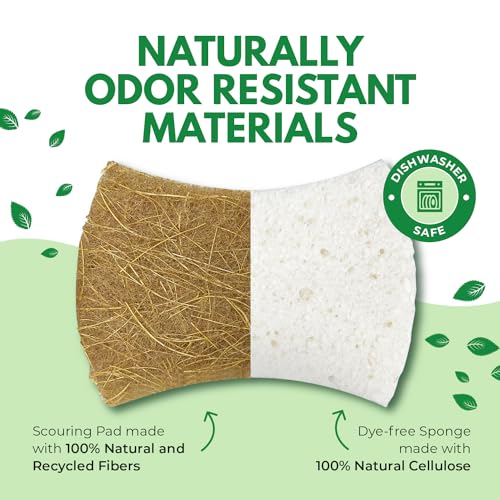 AIRNEX Biodegradable Natural Dish Sponges - Coconut and Cellulose - Eco Friendly Non-Scratch Heavy Duty Dish Scrubber - Pack of 12 - Image 4
