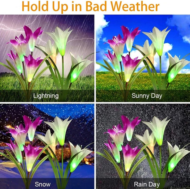 ostritec Solar Lights Outdoor Waterproof, 4 Pack Garden Decor Lights, 16 Multi-Color Changing Lily Solar Flowers for Yard Patio Pathway Decor, Gifts for Women Mom (4 Pack) - Image 4