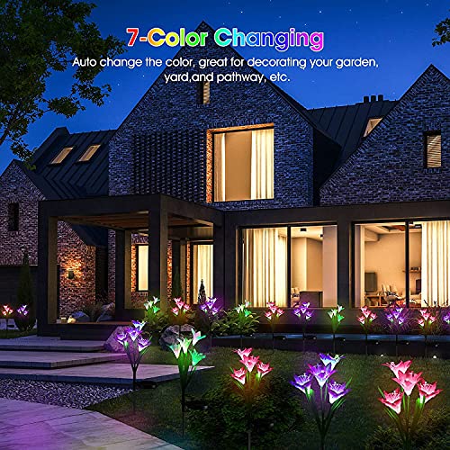 ostritec Solar Lights Outdoor Waterproof, 4 Pack Garden Decor Lights, 16 Multi-Color Changing Lily Solar Flowers for Yard Patio Pathway Decor, Gifts for Women Mom (4 Pack) - Image 2