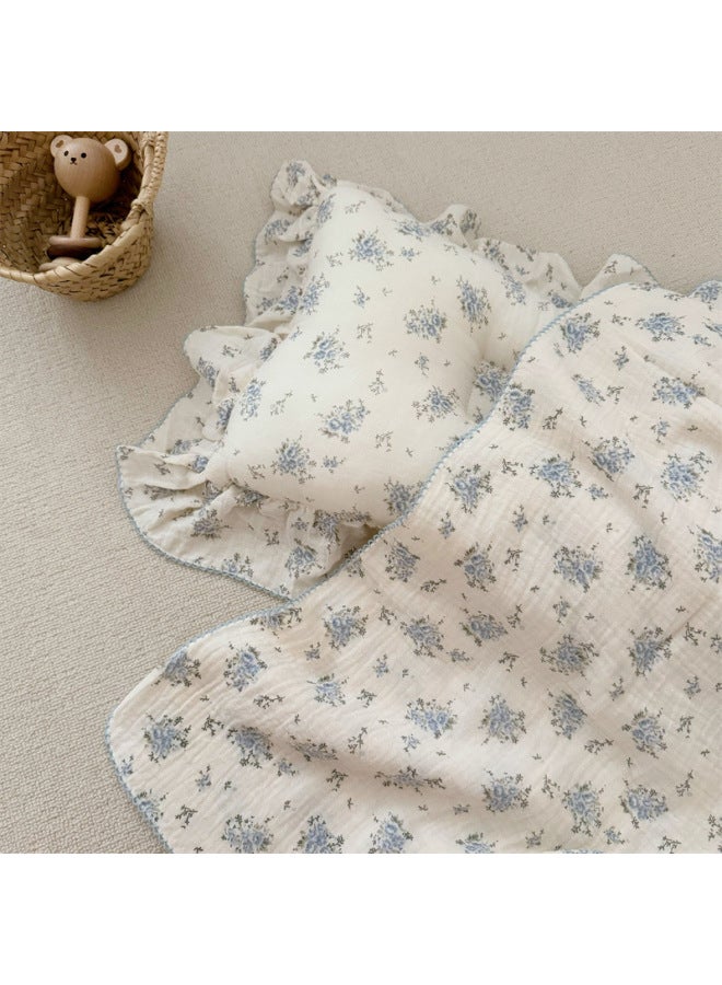Nordic Style Retro Korean Style Class A Pure Cotton Small Floral Four-layer Gauze Baby Nap Blanket Newborn Wrap Blanket