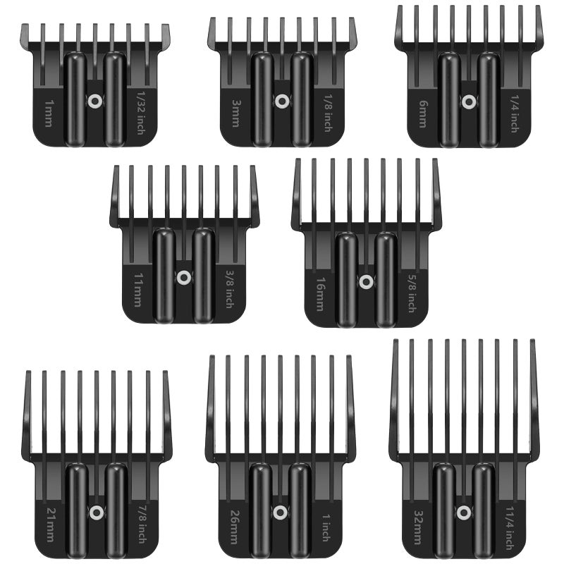 Wusuker 8 Premium Trimmer Guards Fits for BaBylissPRO Barberology Outlining Hair Trimmers (FX787) and LoPROFX Trimmers (FX726), Replacement Guards with Metal Spring Clip - From 1/32-5/4 inch with Organizer - Image 1