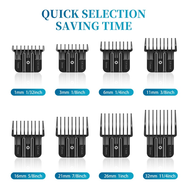 Wusuker 8 Premium Trimmer Guards Fits for BaBylissPRO Barberology Outlining Hair Trimmers (FX787) and LoPROFX Trimmers (FX726), Replacement Guards with Metal Spring Clip - From 1/32-5/4 inch with Organizer - Image 3