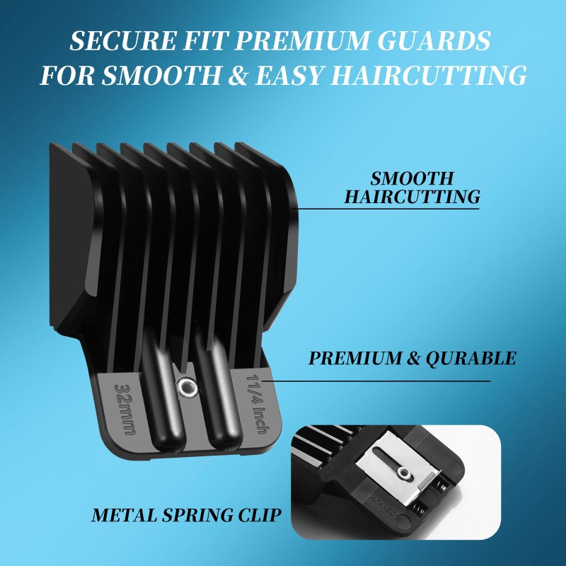 Wusuker 8 Premium Trimmer Guards Fits for BaBylissPRO Barberology Outlining Hair Trimmers (FX787) and LoPROFX Trimmers (FX726), Replacement Guards with Metal Spring Clip - From 1/32-5/4 inch with Organizer - Image 4