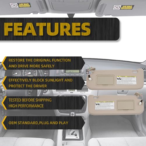 Dasbecan Beige Pair Sun Visor Compatible with Hyundai Sonata 2005 2006 2007 2008 Replaces# 852013K010QD 85202-0A750-QSQQH - Image 3