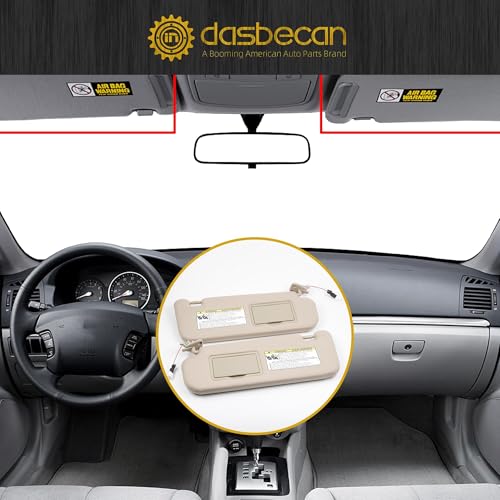 Dasbecan Beige Pair Sun Visor Compatible with Hyundai Sonata 2005 2006 2007 2008 Replaces# 852013K010QD 85202-0A750-QSQQH - Image 5