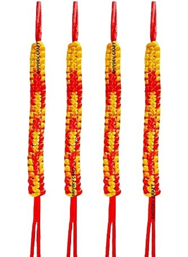 SHIVDEV CRAFT Bracelet For Men & Women Raksha Sutra Decorative Handmade Wrist Band Friendship Belt Thread Mauli Hand Tie Band (Silk Red & Yellow 10 Inch Set of 3) - Image 1