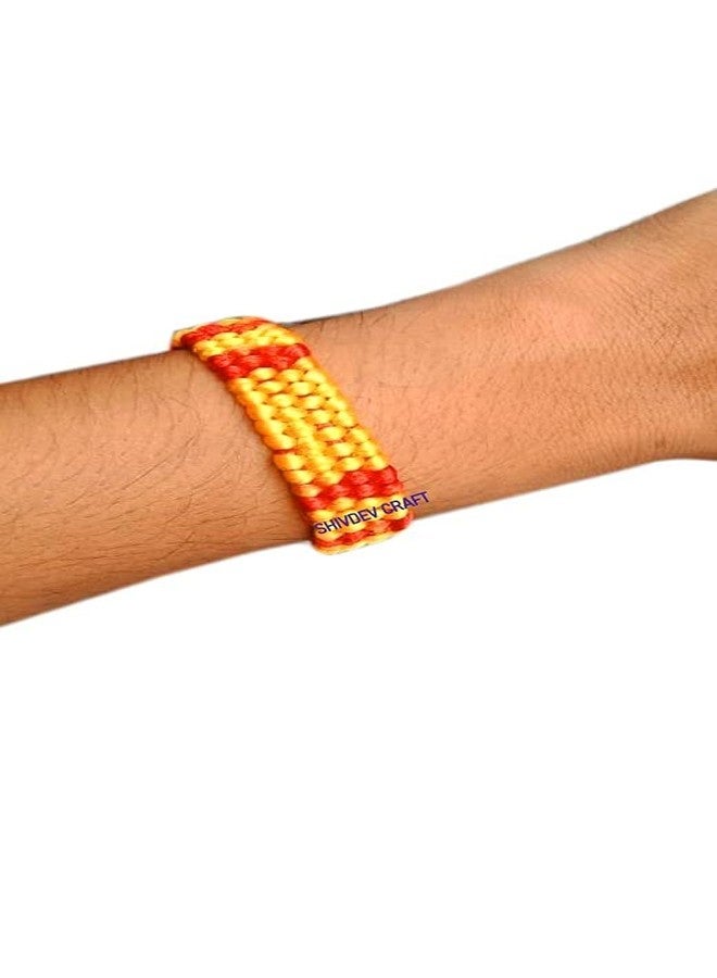 SHIVDEV CRAFT Bracelet For Men & Women Raksha Sutra Decorative Handmade Wrist Band Friendship Belt Thread Mauli Hand Tie Band (Silk Red & Yellow 10 Inch Set of 3) - Image 3