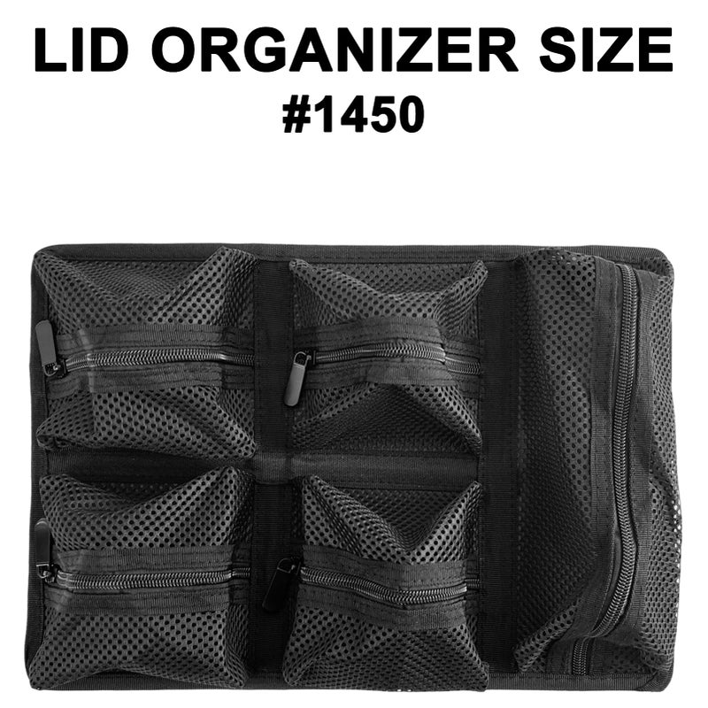 LAFENLIN UPGRADED Lid Organizer for Pelican 1450 Case [No Tools, Max Space] - 5-Pocket Thick Mesh for Photographers & Divers, Secures Camera Gear & Tools in Hard Cases, Hook & Loop Mount (No Screws) - Image 2