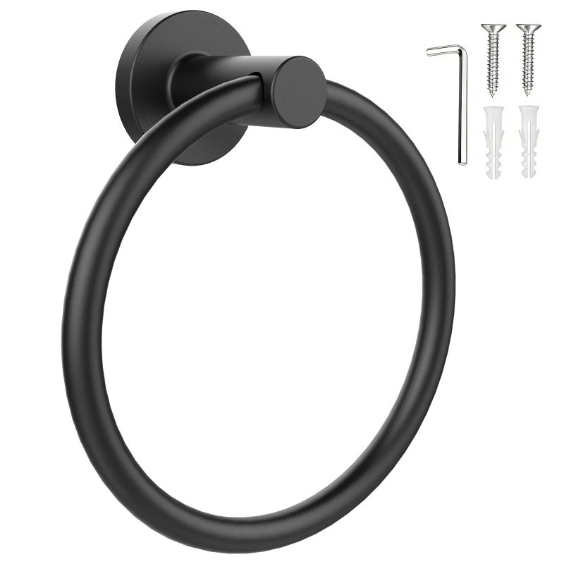 SetSail Towel Holder for Bathroom Wall Matte Black Towel Ring Stainless Steel Hand Towel Holder Heavy Duty Towel Hanger for Bath, Kitchen - Image 1