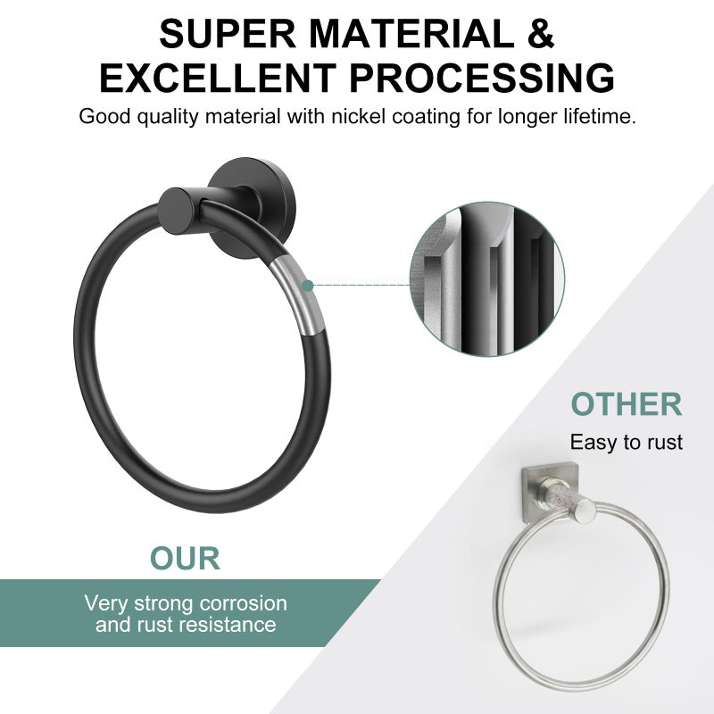 SetSail Towel Holder for Bathroom Wall Matte Black Towel Ring Stainless Steel Hand Towel Holder Heavy Duty Towel Hanger for Bath, Kitchen - Image 4