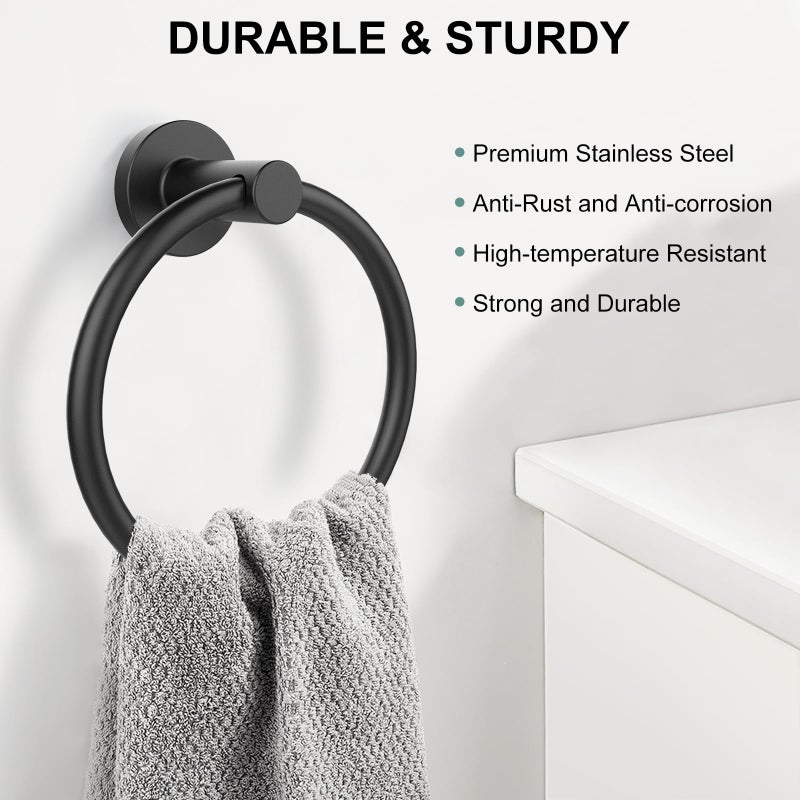 SetSail Towel Holder for Bathroom Wall Matte Black Towel Ring Stainless Steel Hand Towel Holder Heavy Duty Towel Hanger for Bath, Kitchen - Image 2