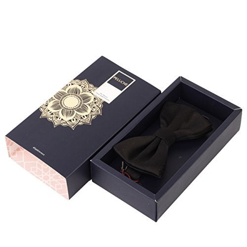 Peluche Premium Black Satin Bow tie for Men - Image 4