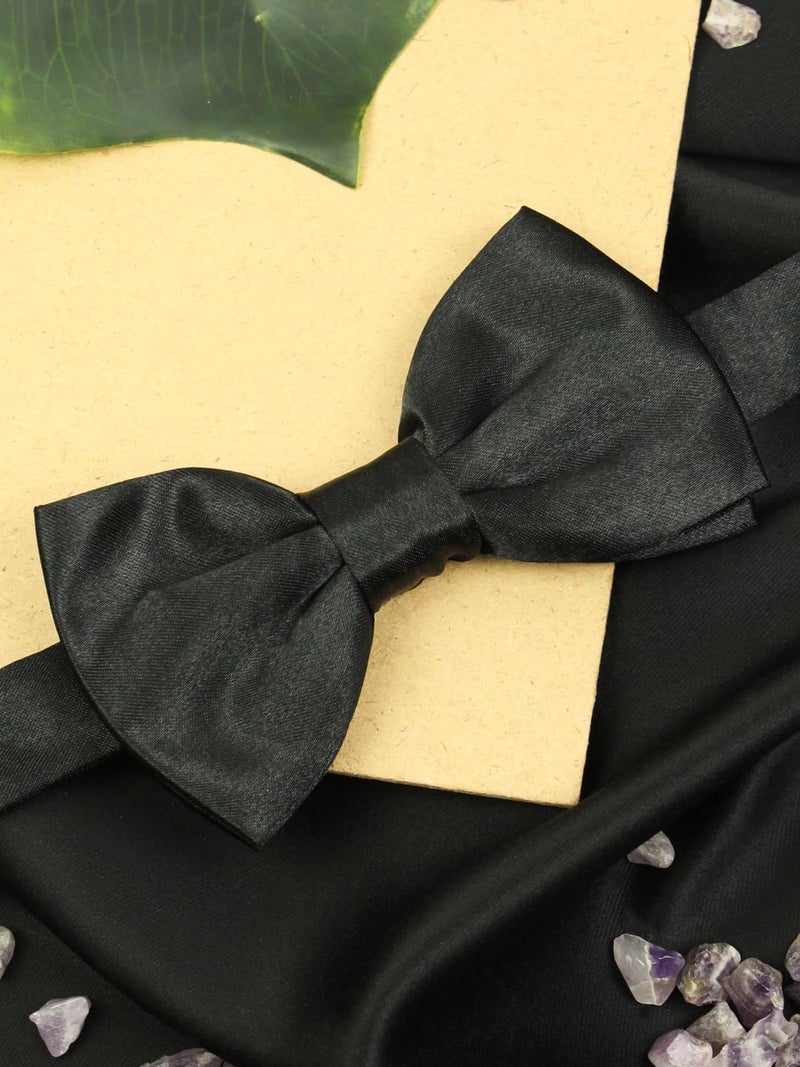 Peluche Premium Black Satin Bow tie for Men - Image 2