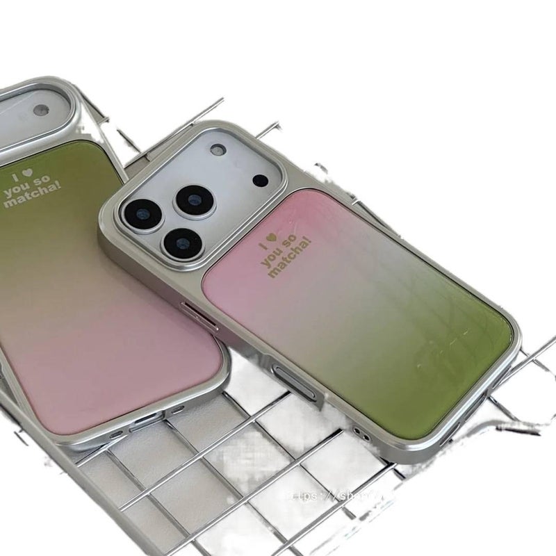 غطاء واقي بAcrylic لـ iPhone 12 Pro مع حماية من السقوط ونقش قلب مع مقاوم للصدمات مع تقسيم الألوان مع تأثير متدرج باللون أخضر من الأكريليك باللون الأخضر - Image 2