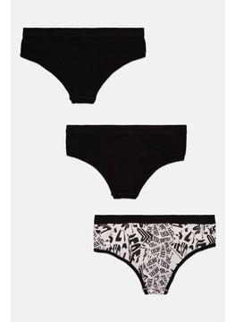 DIESEL Women 3 Pack Brand Logo Panties, Black Combo  - Image 2