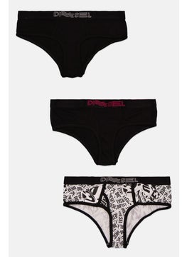 DIESEL Women 3 Pack Brand Logo Panties, Black Combo  - Image 1