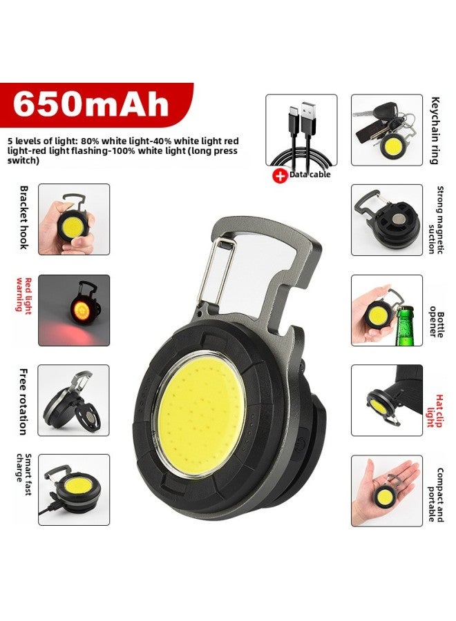 Portable Mini Flashlight Type-C Charging Whistle Lamp Cap Clip Lamp Gift Flashlight Keychain Lamp 