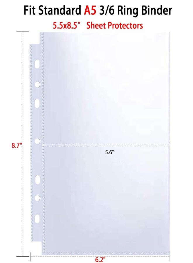 WITHYU 30 Pack 60 Pockets 5.5x8.5” Sheet Protector Sleeves for 6 Ring A5 Binder, A5 Mini 3 Ring Binder, Ultra-Clear Playbill Holder Sleeves, Double-Sided, Top Loading Sheet Protector for Paper Report - Image 4