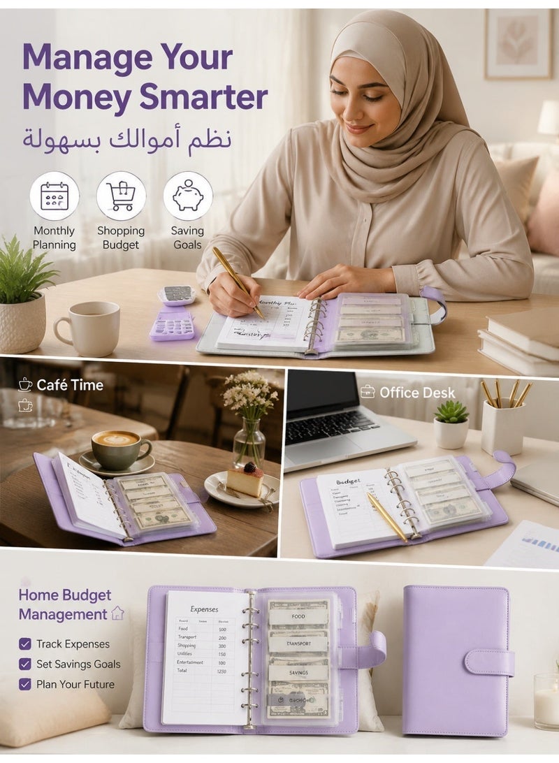 A6 ملف منظم للنقود والميزانية مع جيوب أظرف نقدية (13.46 سم × 18.8 سم) - Image 3