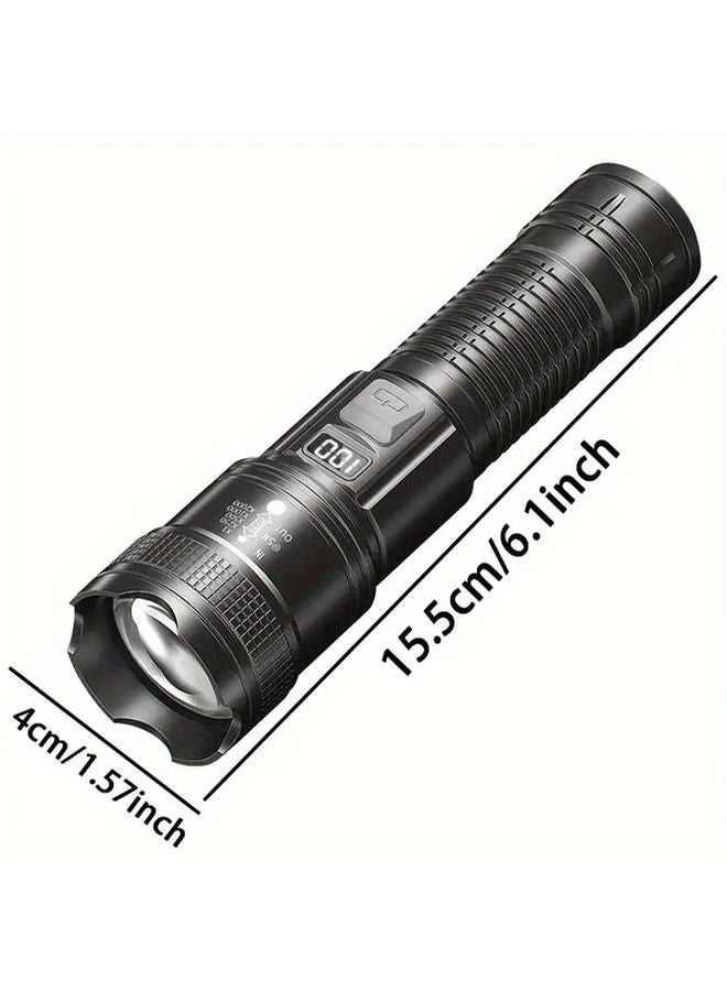 Black USB Rechargeable Flashlight 3 In 1 Turbo Standard Strobe IPX5 Long Range Beam For Camping Hunting Emergencies - Image 5