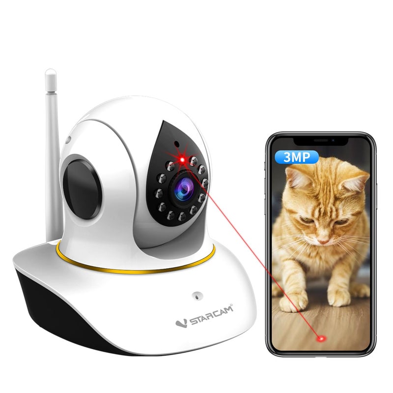 VSTARCAM Pet Camera with Laser, 3MP 2.4GHz WiFi Interactive Dog & Cat Laser Toy with Night Vision, Motion Detection Alerts, APP Remote Control Indoor Security Camera for Pet Monitoring - Image 1