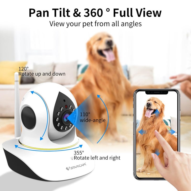VSTARCAM Pet Camera with Laser, 3MP 2.4GHz WiFi Interactive Dog & Cat Laser Toy with Night Vision, Motion Detection Alerts, APP Remote Control Indoor Security Camera for Pet Monitoring - Image 3