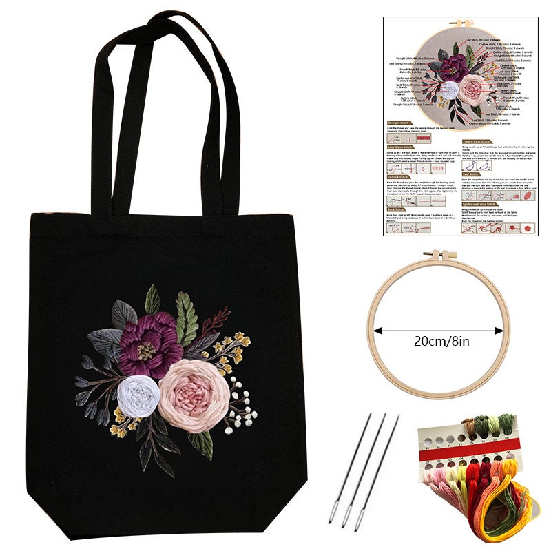 Original-Embroidery Canvas Bag Diy Material Bag Student Cloth Bag Shoulder Manual Beginner Material Bag Kit Su Embroidery - Image 2