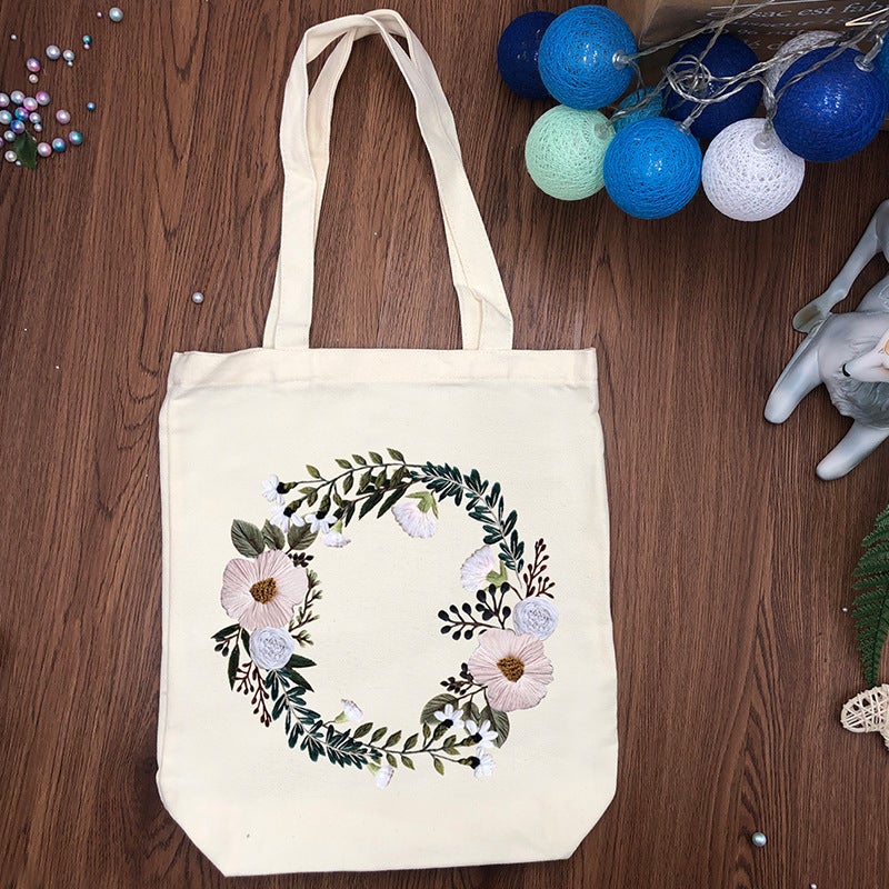 Original-Embroidery Canvas Bag Diy Material Bag Student Cloth Bag Shoulder Manual Beginner Material Bag Kit Su Embroidery - Image 1