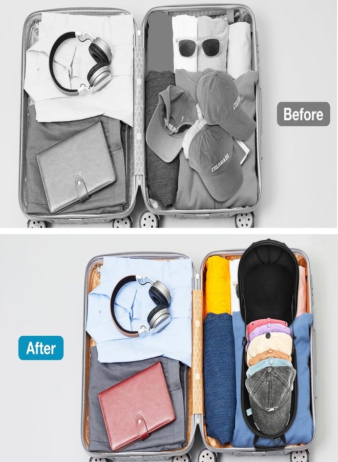 ProCase Hat Travel Hard Case, Hat Carrier Storage Bag for 5-6 Baseball Caps,Hat Organizer Ball Caps Holder with Adjustable Shoulder Strap -Black - Image 5