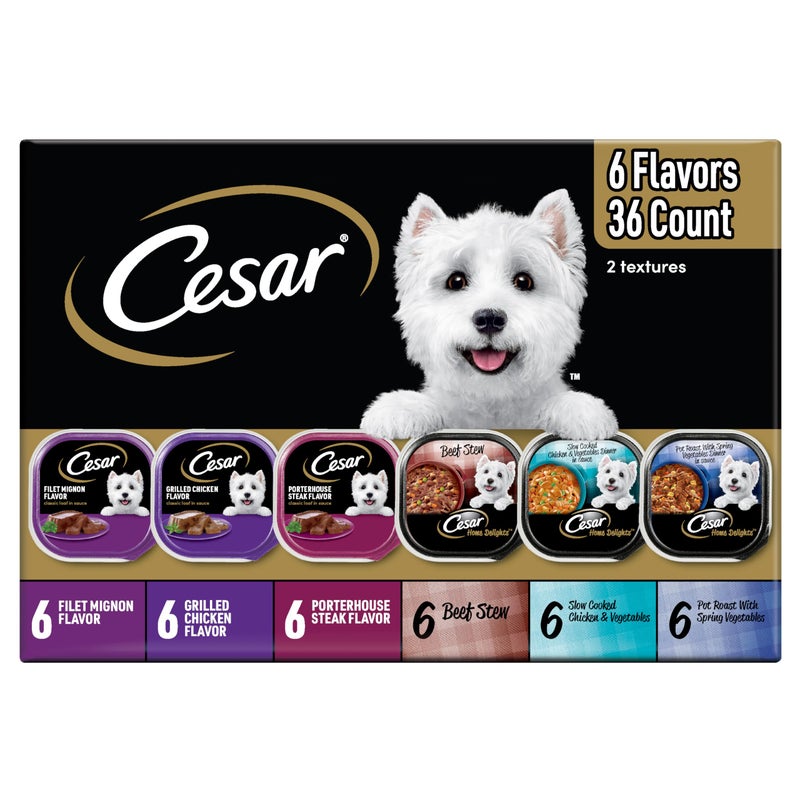 Cesar Home Delights & Classic Loaf in Sauce Adult Wet Dog Food, Variety Pack, Wet Food for Dogs, 3.5 oz Tray, 36 Count - Image 1