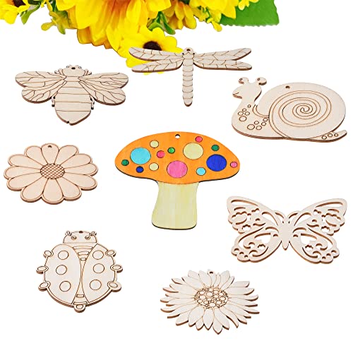 QDXATIVP 48PCS Unfinished Wood Insect Cutouts with Sling Hole,Butterfly Wooden Blank Paint Crafts for Kids Painting DIY Crafts Home Decoration Craft Project Home Decor Ornament Supplies(Insect Color) - Image 1