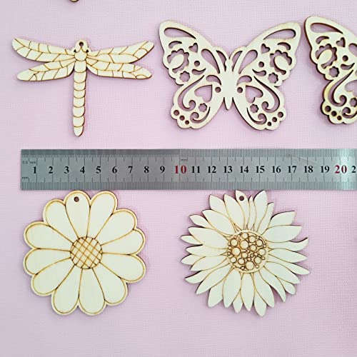 QDXATIVP 48PCS Unfinished Wood Insect Cutouts with Sling Hole,Butterfly Wooden Blank Paint Crafts for Kids Painting DIY Crafts Home Decoration Craft Project Home Decor Ornament Supplies(Insect Color) - Image 2