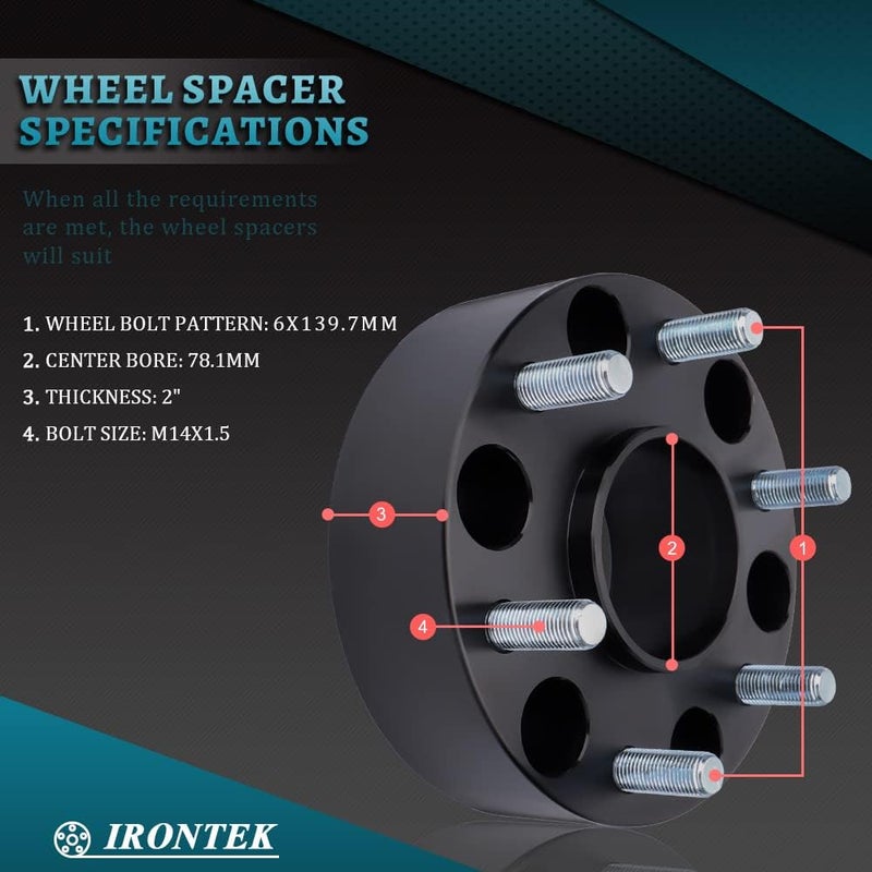 IRONTEK Forged 2'' 6x139.7mm Hubcentric Wheel Spacers for Chevy GMC - Image 3