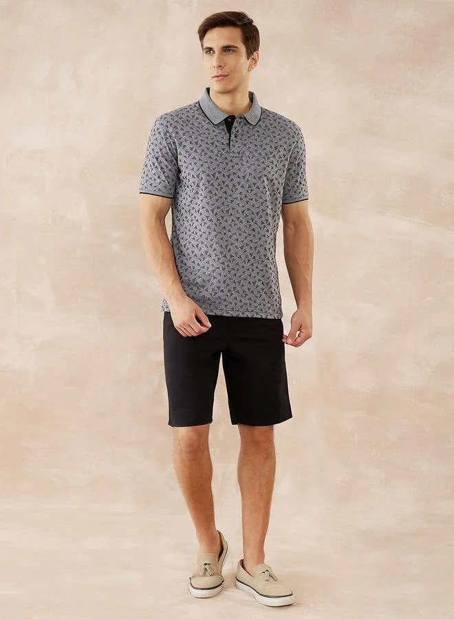 فهرنهايت تيشيرت بولو بارز الملمس بطبعات وأكمام قصيرة من فهرنهايت