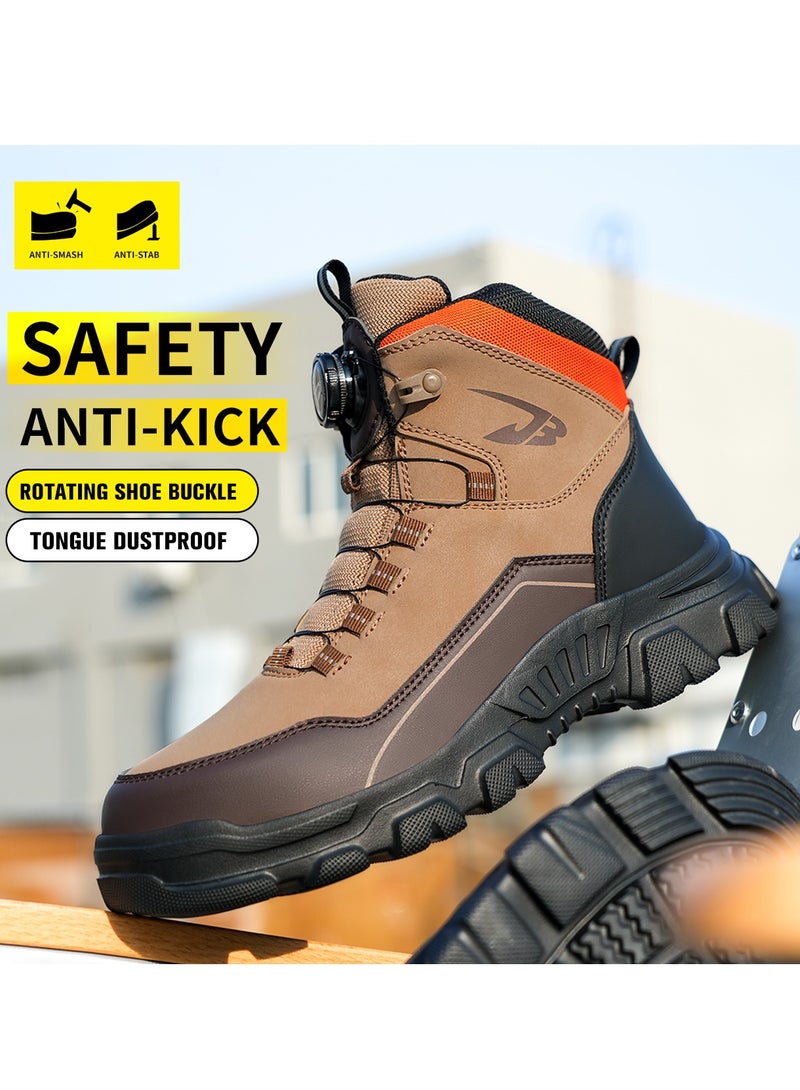 Safety Shoes Men Lightweight Fashion Breathable Swivel Button Steel Toe Cap Work Shoes Air Cushion  - Image 1