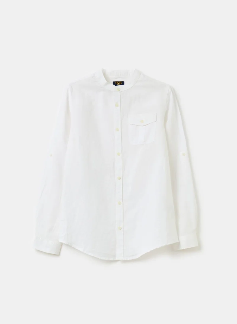 Ovs Linen And Cotton Shirt With Pocket