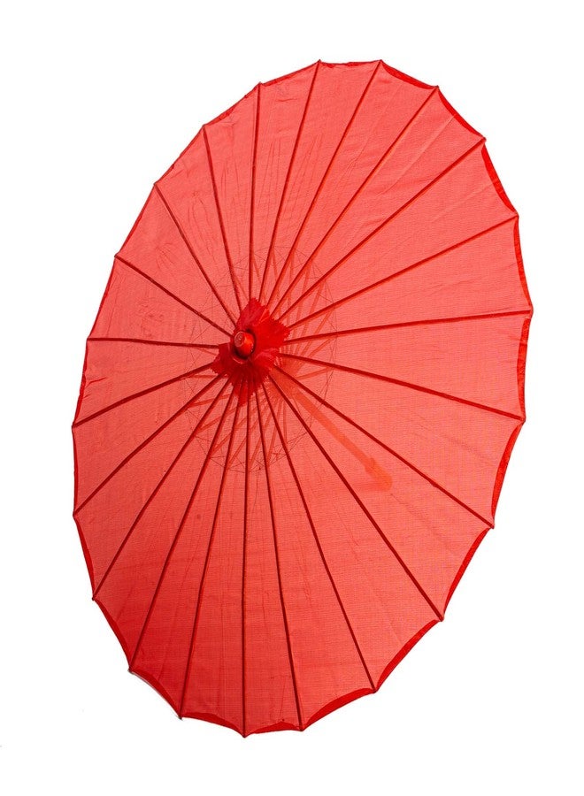 ذاي كوليكتبلز مظلة يابانية صينية من THY COLLECTIBLES مقاس 33 بوصة لحفلات الزفاف، والتصوير الفوتوغرافي، والأزياء التنكرية، والكوسبلاي، والديكور، وغيرها من المناسبات - لون موحد (أحمر) - Image 2