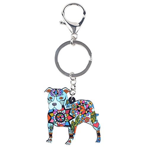 BONSNY Acrylic Pit Bull Dog Key Chains Keyrings for Women Gifts Teens Kids Car Purse Handbag Charm Jewelry (Blue) - Image 3