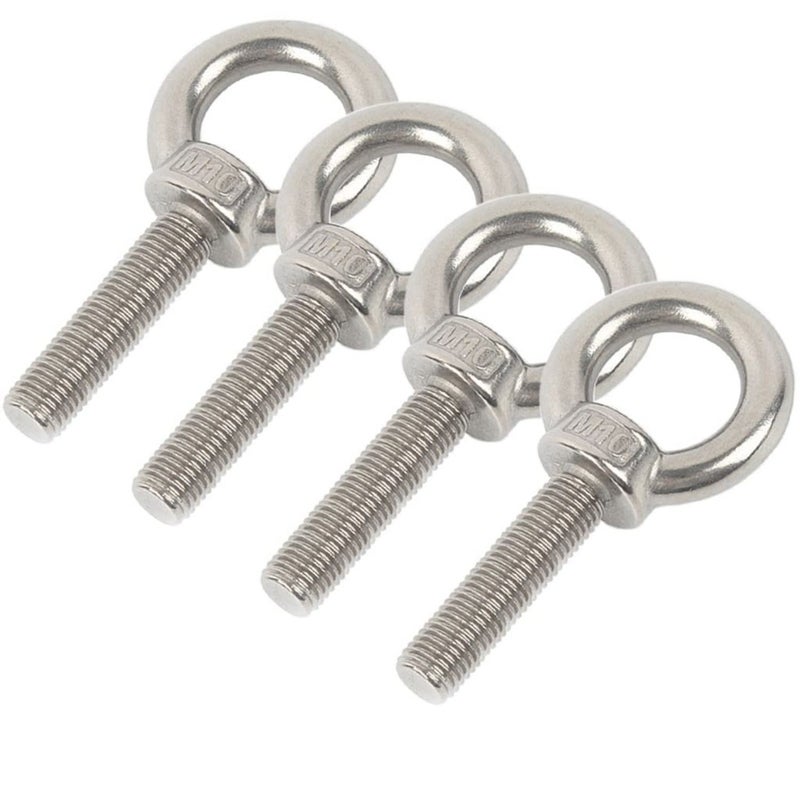 4 Piece M10 Stainless Steel Eye Bolt Set With Hex Drive Lifting Ring Partial Thread Flat Surface Washer And Nut For Lifting Tensioning And Fastening - Image 4