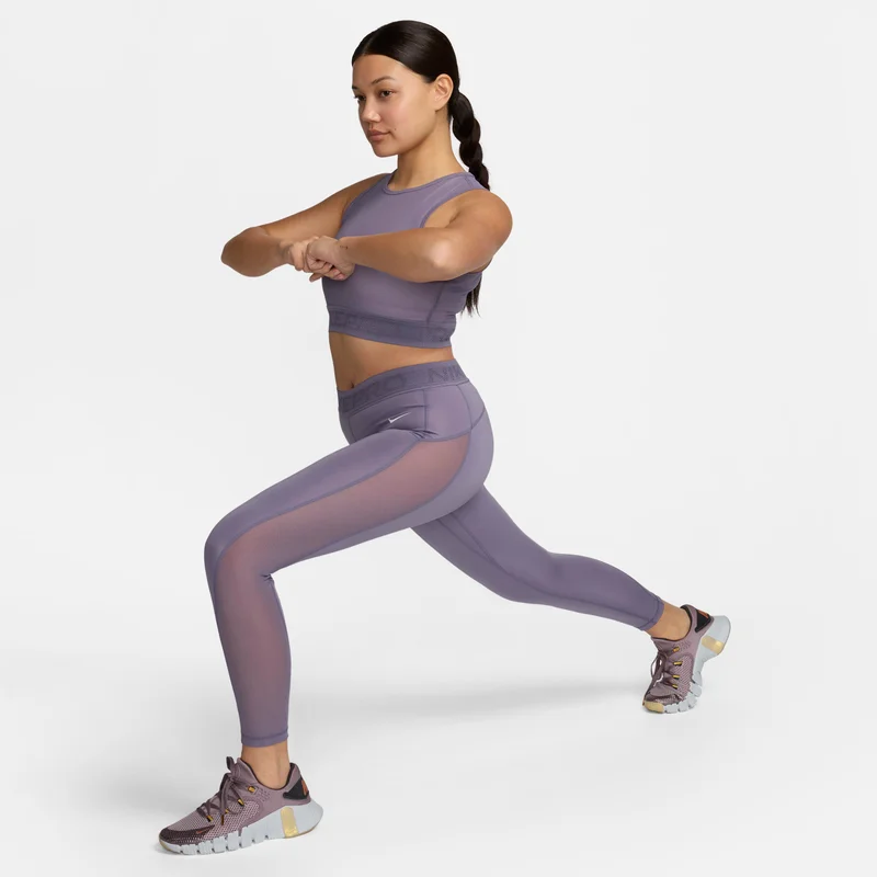 Nike Women's Pro Mid-Rise Mesh-Panelled Leggings
