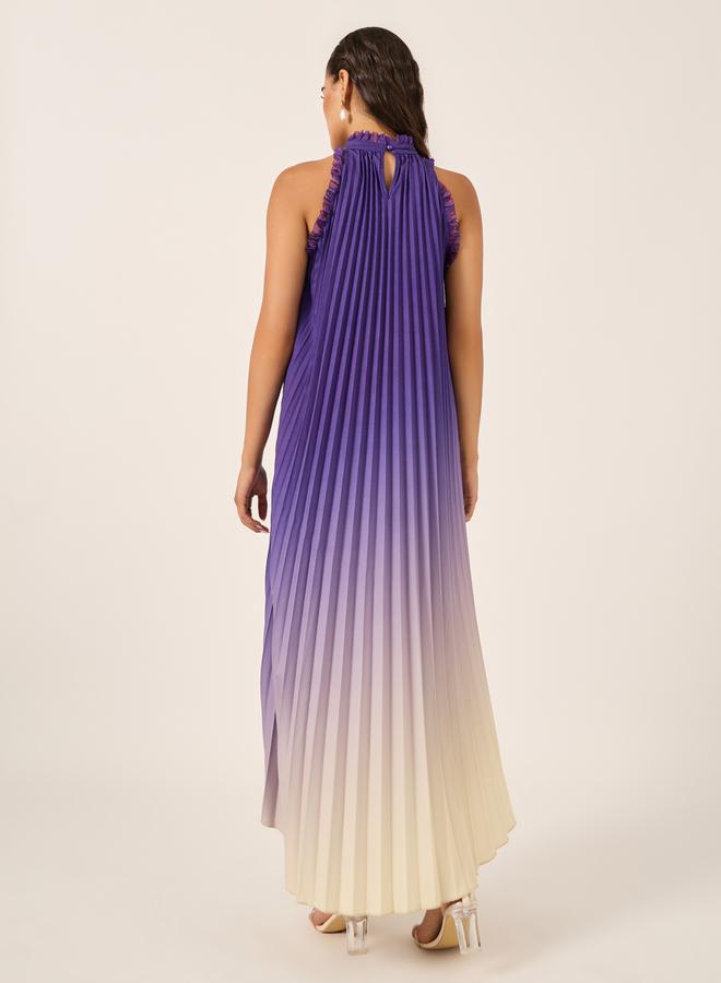 ستايلي فستان ماكسي مطوي بطبعة أومبر بدون أكمام - Image 5