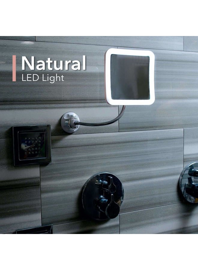 Vitacost Brand Flexible Magnifying Mirror 10X with LED Light and Gooseneck, Lighted Travel Makeup Mirror, Lock Suction, Natural Daylight LED, Cordless and Portable (Mira Plus) - Image 3