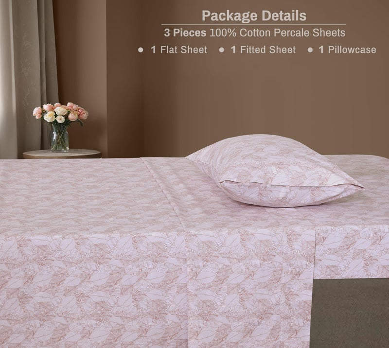 ZOYER 100% Cotton Sheets â€“ Twin Size Percale Bedding, Cooling & Breathable, Durable with a Crisp, Soft & Comfortable Feel, 16" Deep Pocket, 3-Piece Set, Negative Print - Image 5