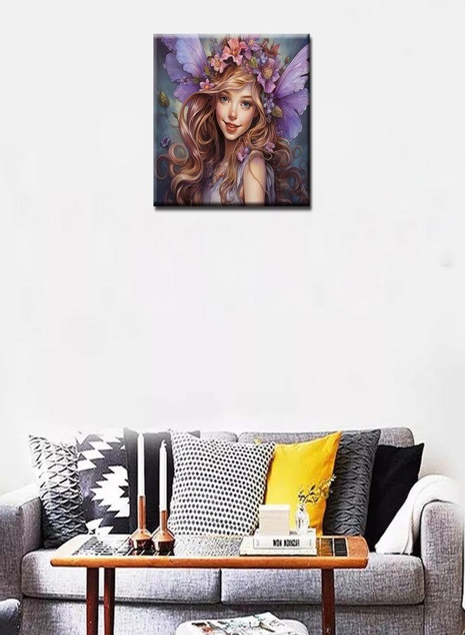 Aihonmin Purple Angel DIY Painting by Number for Beginner Delicate Dolls with Wreath Paint by Numbers on Canvas Easy to Paint Artwork with Brushes and Paints for Home Decor 16x20inch（Without Frame ） - Image 3