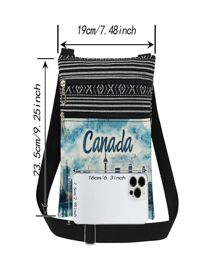 XiaoGalaee Toronto Skyline Crossbody Bag Watercolor Art of CN Tower and City Lights Design Messenger Bag Canada Print Adjustable Strap Purse for Adults Canadian Themed Gift for Travel Memories - Image 4
