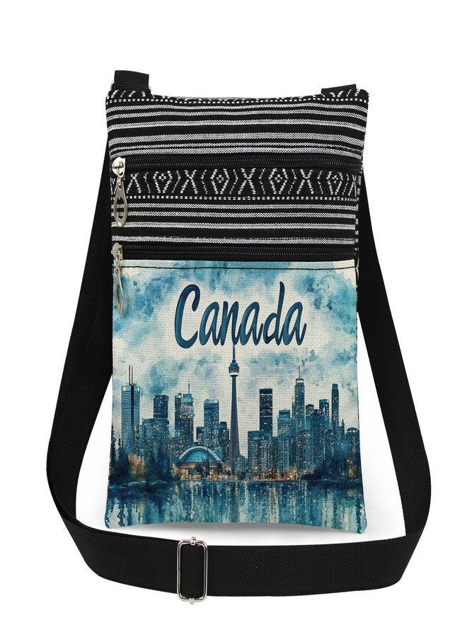 XiaoGalaee Toronto Skyline Crossbody Bag Watercolor Art of CN Tower and City Lights Design Messenger Bag Canada Print Adjustable Strap Purse for Adults Canadian Themed Gift for Travel Memories - Image 1