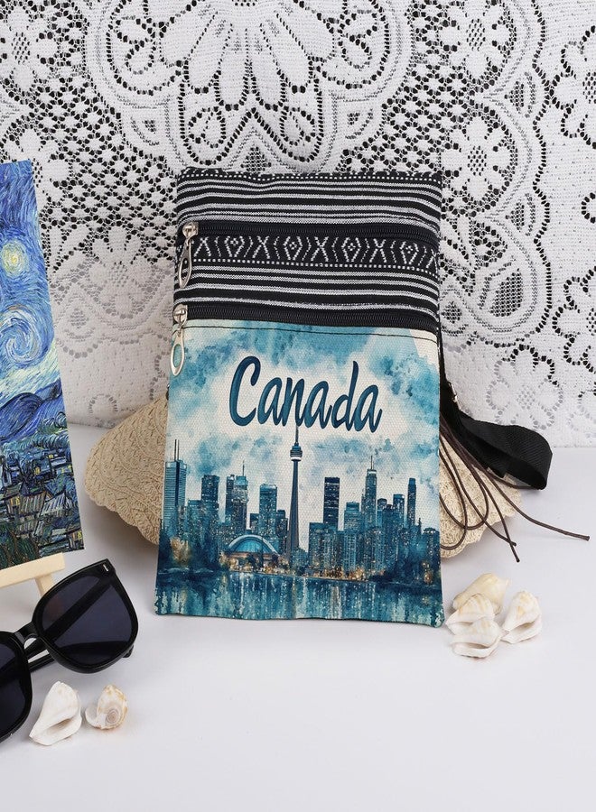 XiaoGalaee Toronto Skyline Crossbody Bag Watercolor Art of CN Tower and City Lights Design Messenger Bag Canada Print Adjustable Strap Purse for Adults Canadian Themed Gift for Travel Memories - Image 3