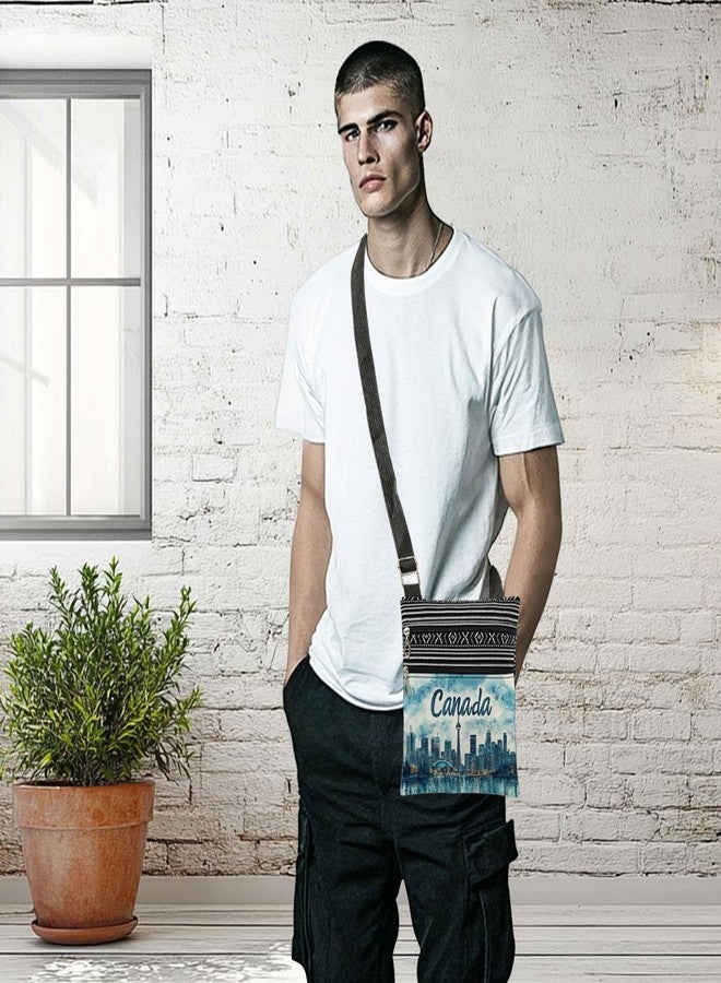 XiaoGalaee Toronto Skyline Crossbody Bag Watercolor Art of CN Tower and City Lights Design Messenger Bag Canada Print Adjustable Strap Purse for Adults Canadian Themed Gift for Travel Memories - Image 5