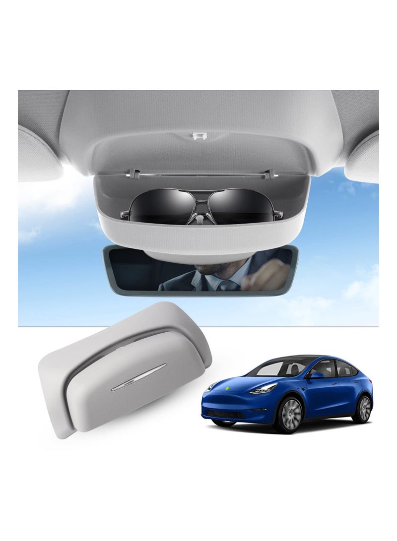 SOLARAE Sunglasses Holder, Compatible with Tesla Model Y 2020-2023 Accessories Glasses Case Car Interior Eyeglasses Protective Storage Box Organizer Mount on Roof ABS Material, Press-type Design(1 Pack) - Image 1
